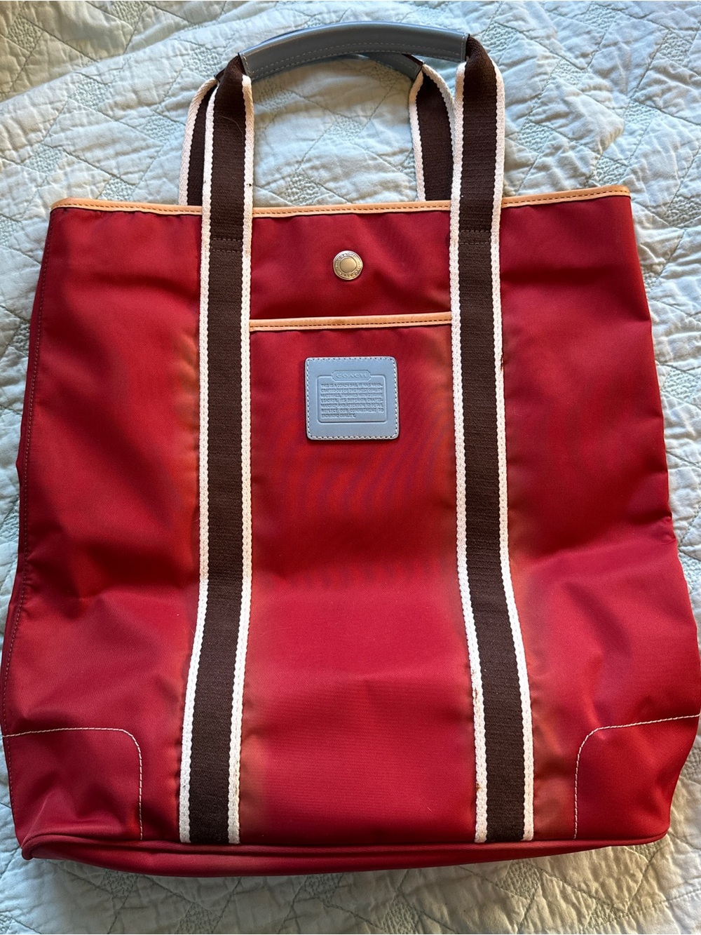 Coach Nylon Hamptons Red Tote Bag